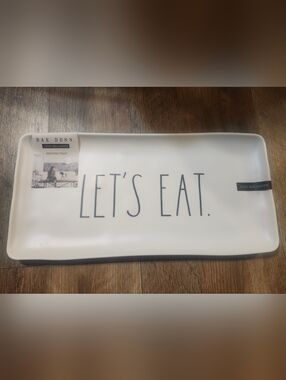 Rae Dunn LETS EAT Serving Tray, NWT. Cute Melamine Serving Tray. Dishwasher Safe
